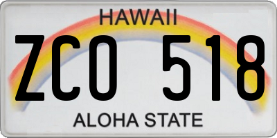 HI license plate ZCO518