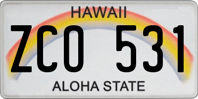 HI license plate ZCO531