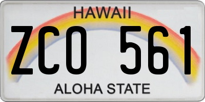 HI license plate ZCO561