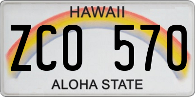 HI license plate ZCO570