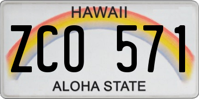 HI license plate ZCO571