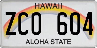 HI license plate ZCO604