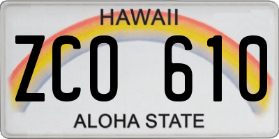 HI license plate ZCO610
