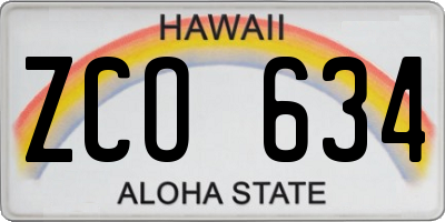 HI license plate ZCO634