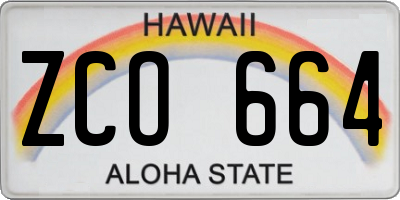 HI license plate ZCO664