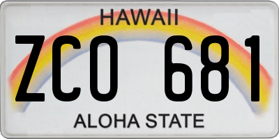 HI license plate ZCO681