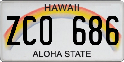 HI license plate ZCO686