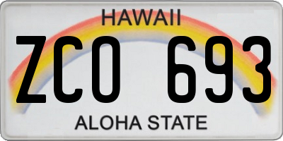 HI license plate ZCO693