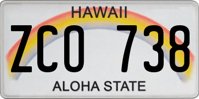 HI license plate ZCO738