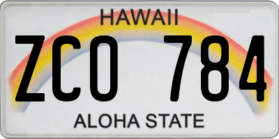 HI license plate ZCO784