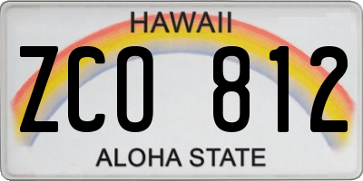 HI license plate ZCO812