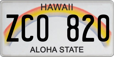 HI license plate ZCO820