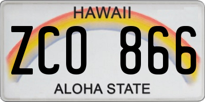 HI license plate ZCO866