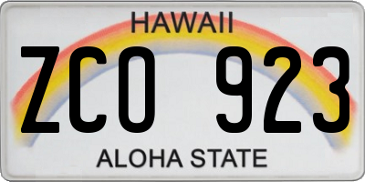 HI license plate ZCO923