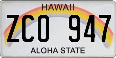 HI license plate ZCO947