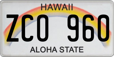 HI license plate ZCO960