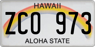 HI license plate ZCO973