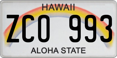HI license plate ZCO993