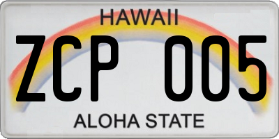 HI license plate ZCP005