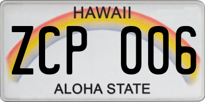 HI license plate ZCP006