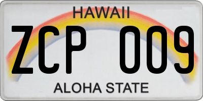 HI license plate ZCP009