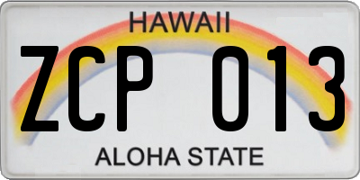 HI license plate ZCP013