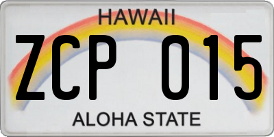 HI license plate ZCP015
