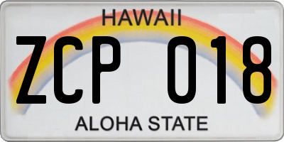 HI license plate ZCP018