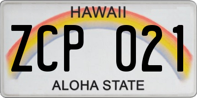 HI license plate ZCP021