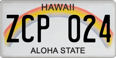 HI license plate ZCP024