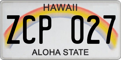 HI license plate ZCP027