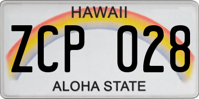 HI license plate ZCP028
