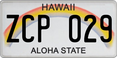 HI license plate ZCP029