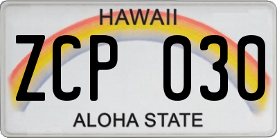 HI license plate ZCP030