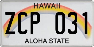 HI license plate ZCP031