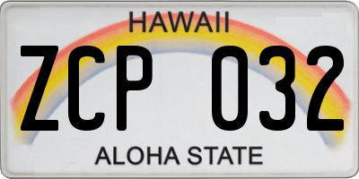HI license plate ZCP032