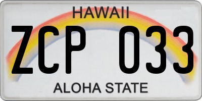 HI license plate ZCP033