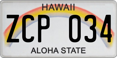 HI license plate ZCP034