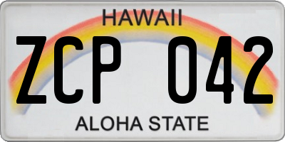 HI license plate ZCP042