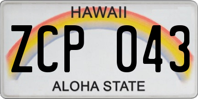 HI license plate ZCP043