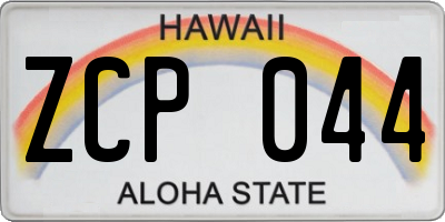 HI license plate ZCP044