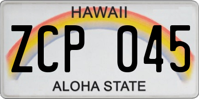 HI license plate ZCP045