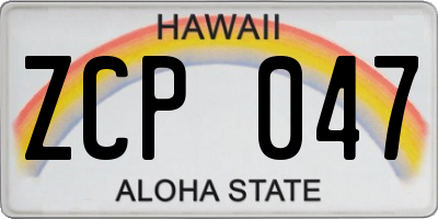 HI license plate ZCP047