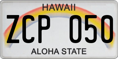 HI license plate ZCP050