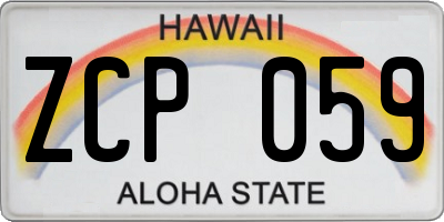 HI license plate ZCP059