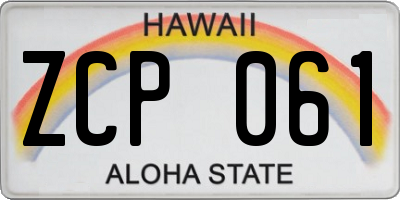 HI license plate ZCP061