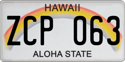 HI license plate ZCP063