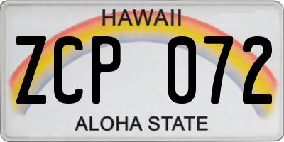 HI license plate ZCP072