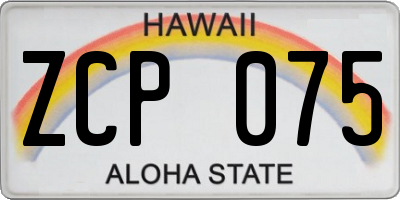 HI license plate ZCP075