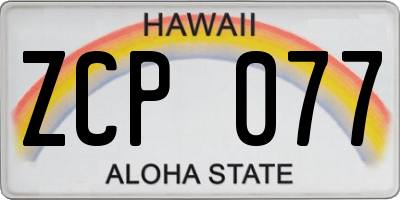 HI license plate ZCP077